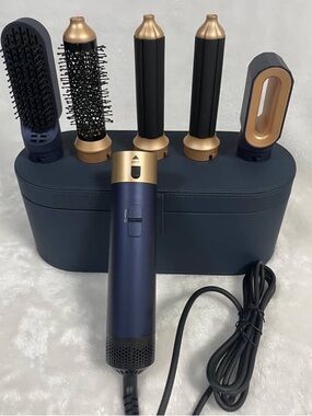 6-in-1 Hot Air Styler Brush Curling Wand Blow Dryer Set w/ Case